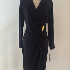 Classic and versatile Chaps black wrap dress